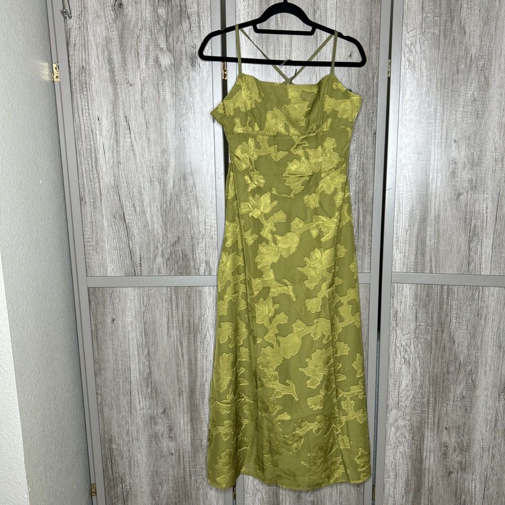 RIHOAS Midi Dress Lace Up Back Green  Size L NWT